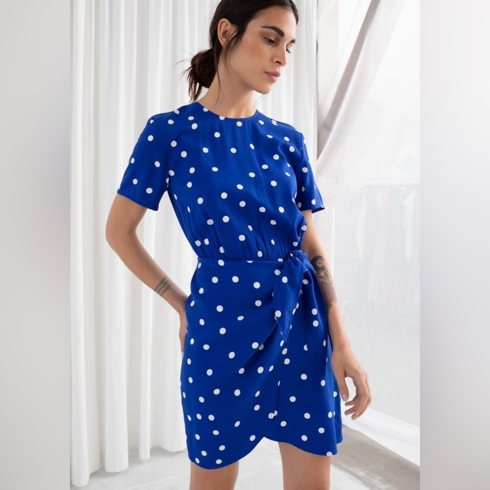 NWT & other stories Blue / White Polka Dots Dress Size 2